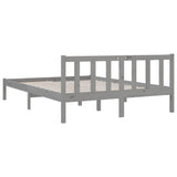Bed Frame without Mattress Grey Solid Wood Pine King Size