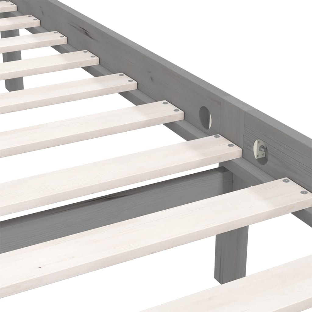 Bed Frame without Mattress Grey Solid Wood Pine King Size