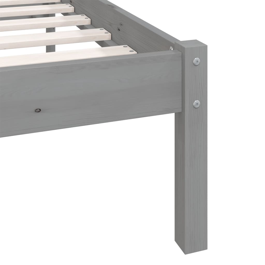 Bed Frame without Mattress Grey Solid Wood Pine King Size