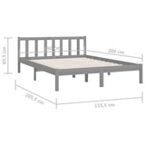 Bed Frame without Mattress Grey Solid Wood Pine King Size