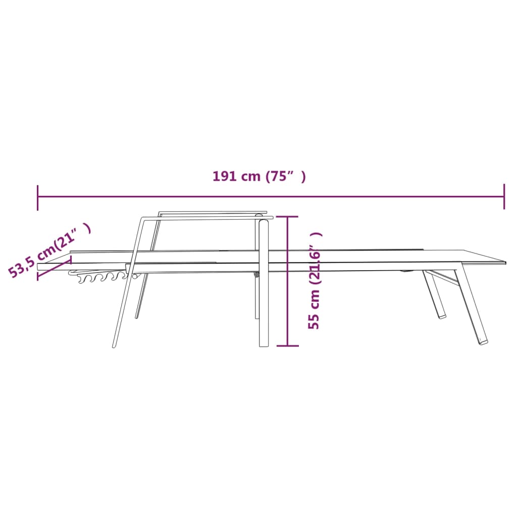 Sun Lounger Steel And Textilene Fabric