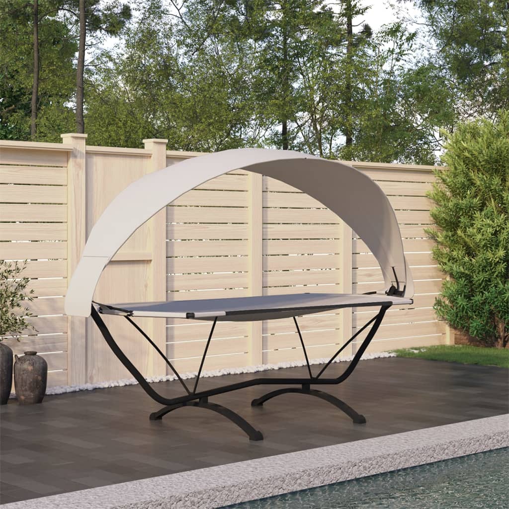Outdoor Lounge Bed With Canopy Steel And Oxford Fabric