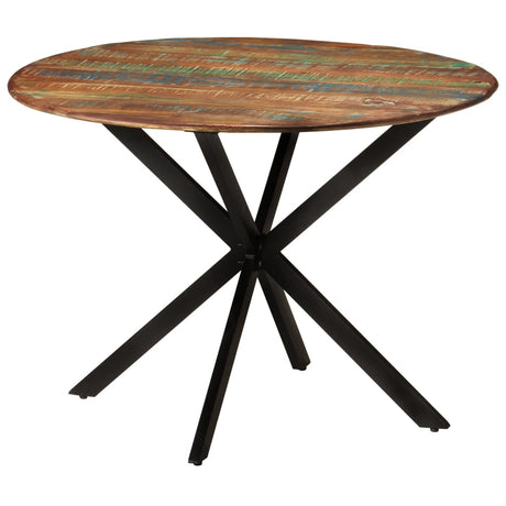 Dining Table Ø110X78 Cm Solid Wood Reclaimed And Steel