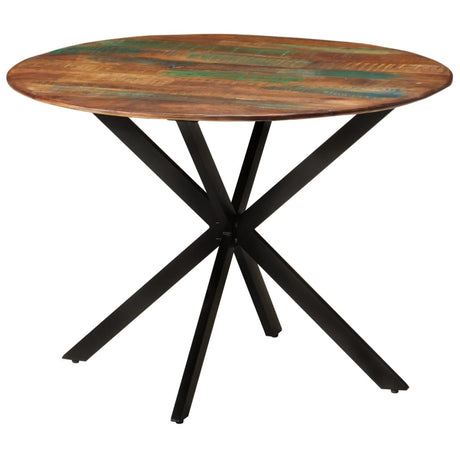 Dining Table Ø110X78 Cm Solid Wood Reclaimed And Steel