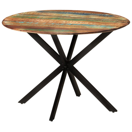Dining Table Ø110X78 Cm Solid Wood Reclaimed And Steel