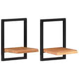 Wall Shelves 2 Pcs Solid Wood Acacia And Steel