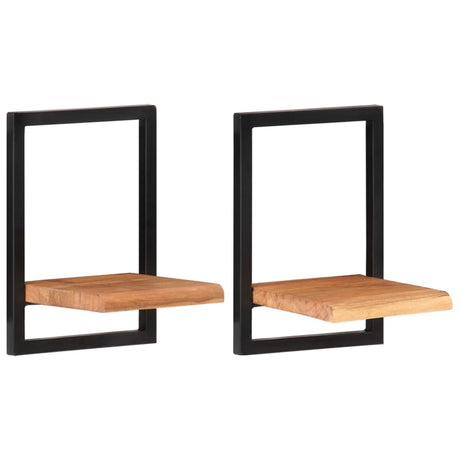 Wall Shelves 2 Pcs Solid Wood Acacia And Steel