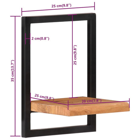 Wall Shelves 2 Pcs Solid Wood Acacia And Steel