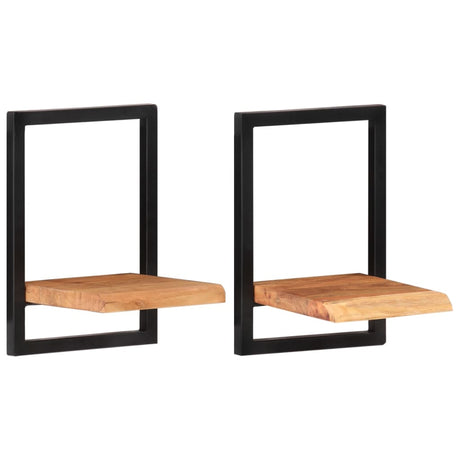 Wall Shelves 2 Pcs Solid Wood Acacia And Steel