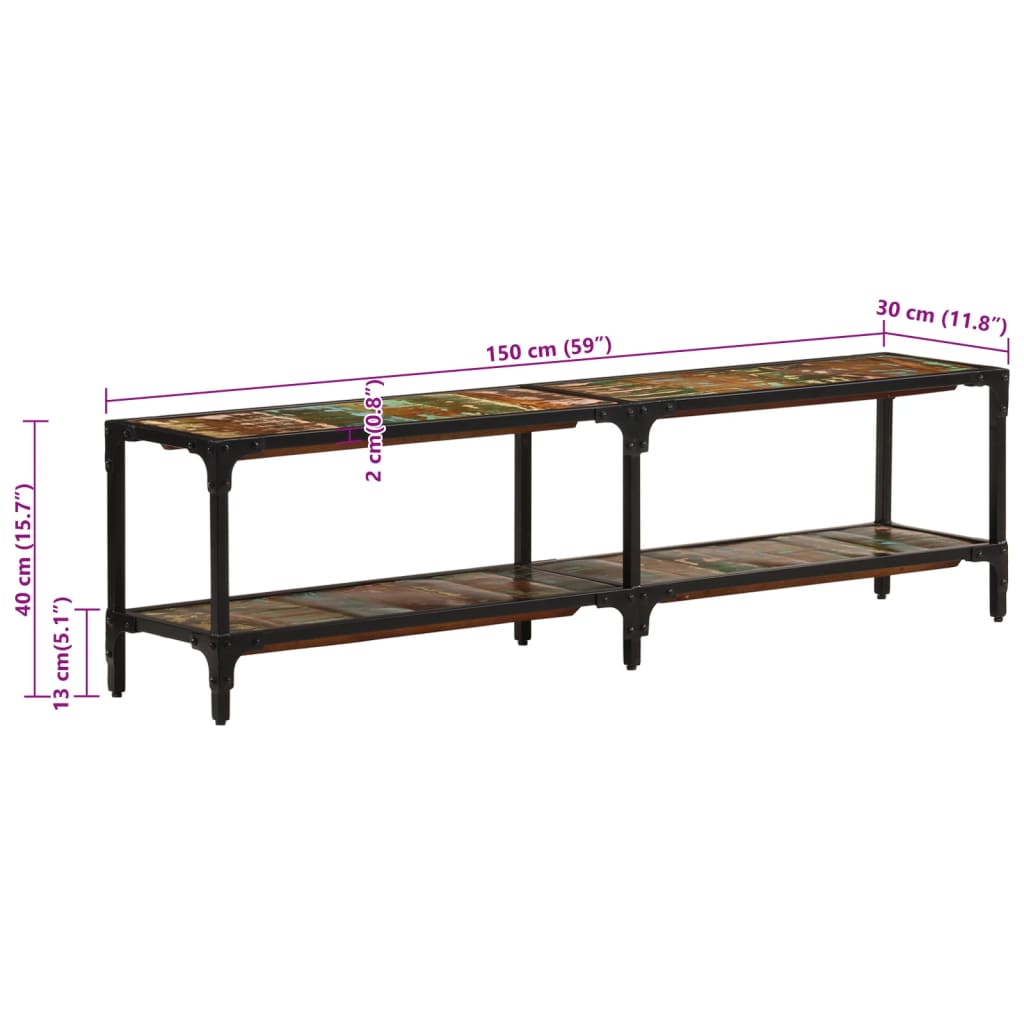 Tv Cabinet 150X30X Solid Wood Reclaimed