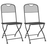 Folding Garden Chairs 2 Pcs Expanded Metal Mesh Anthracite