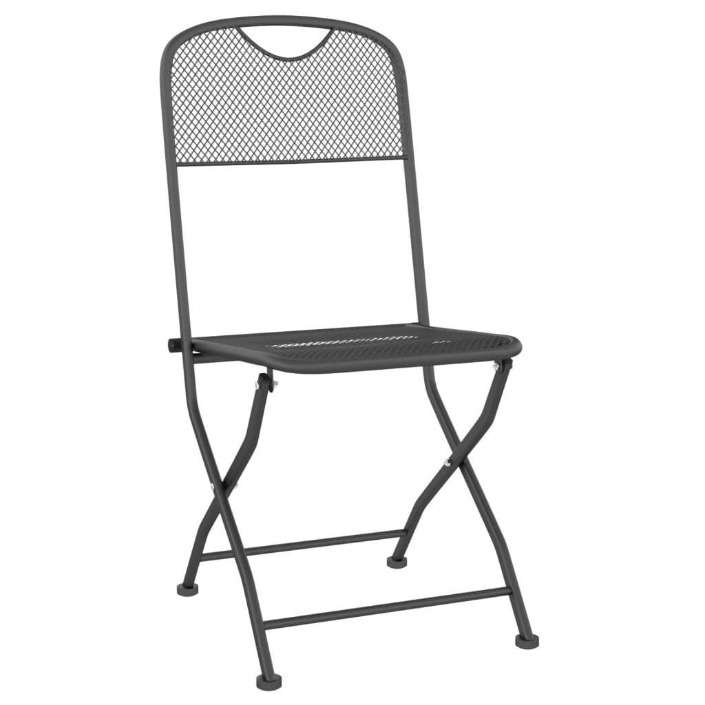 Folding Garden Chairs 2 Pcs Expanded Metal Mesh Anthracite