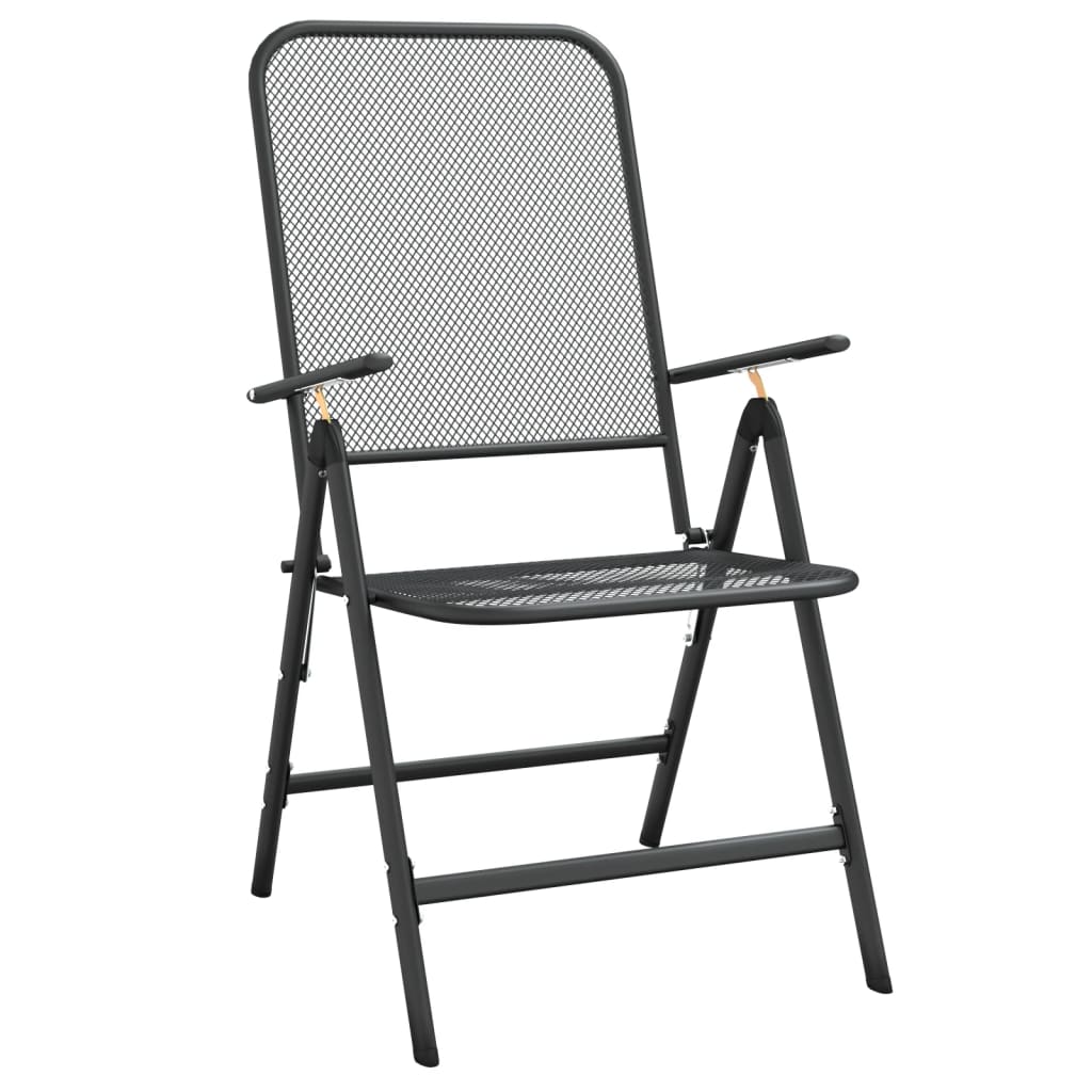 Folding Garden Chairs 2 Pcs Expanded Metal Mesh Anthracite