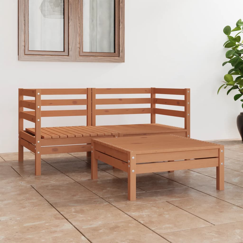 3 Piece Garden Lounge Set Solid Pinewood