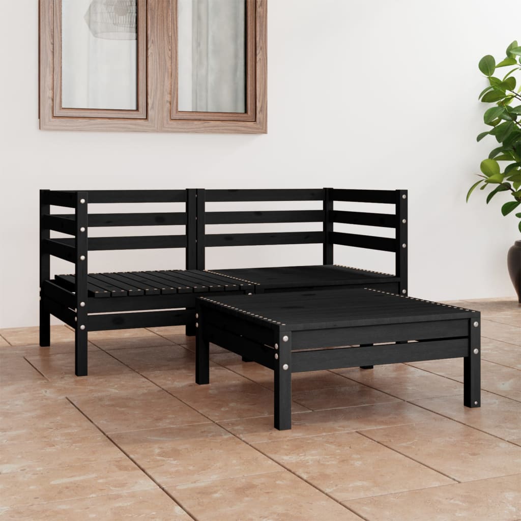 3 Piece Garden Lounge Set Solid Pinewood