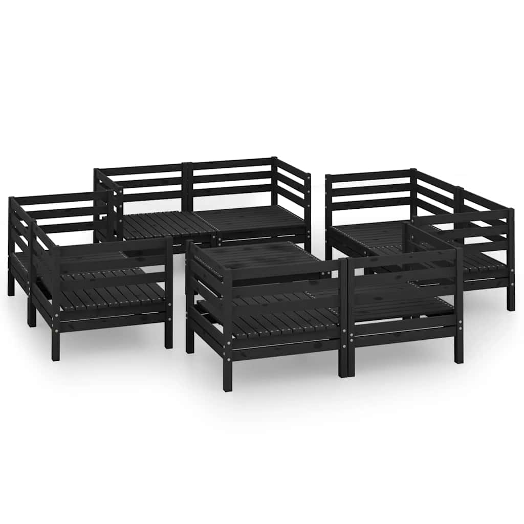 9 Piece Garden Lounge Set Solid Pinewood