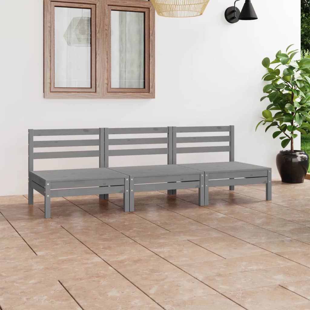 3 Piece Garden Lounge Set Solid Pinewood