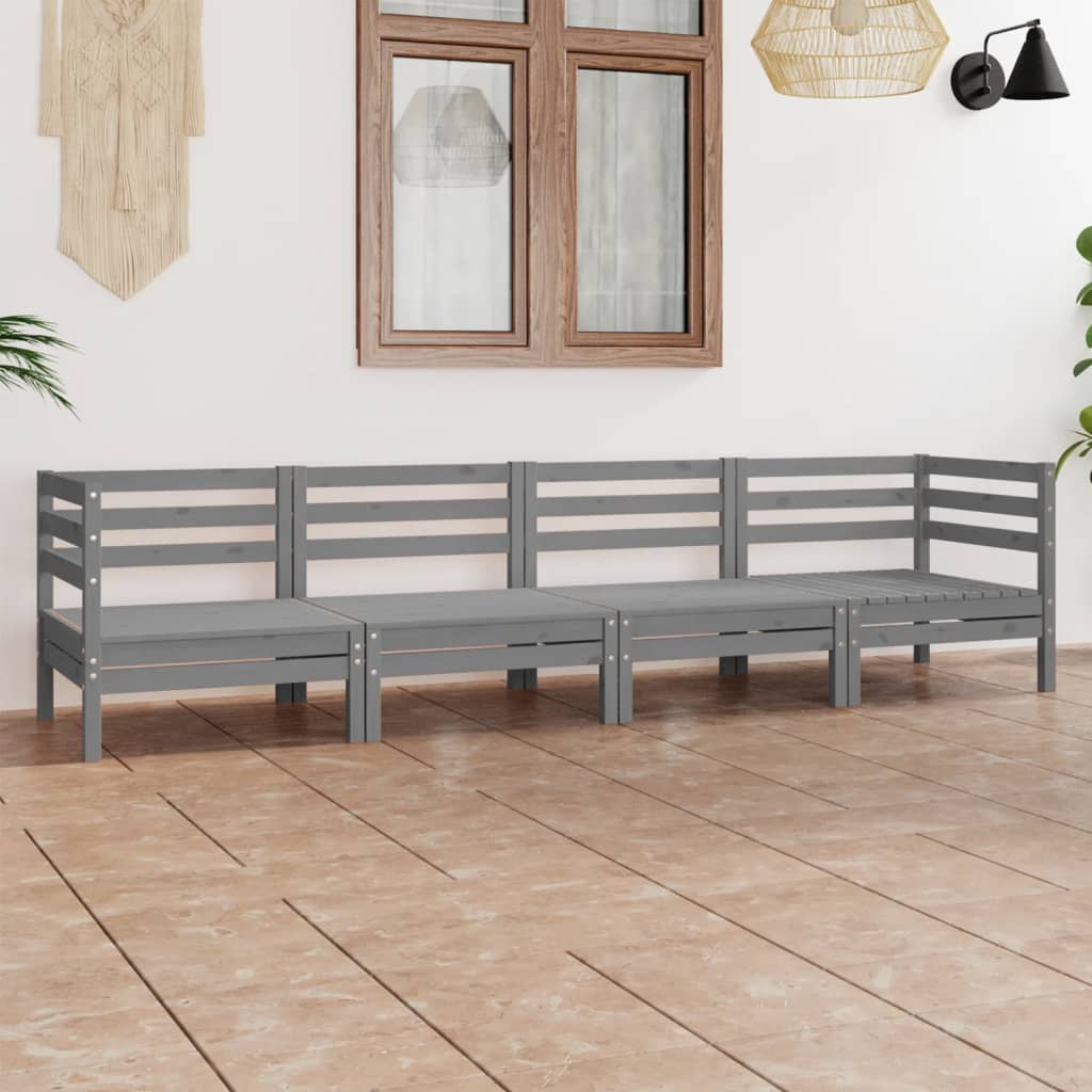 4 Piece Garden Lounge Set Solid Pinewood