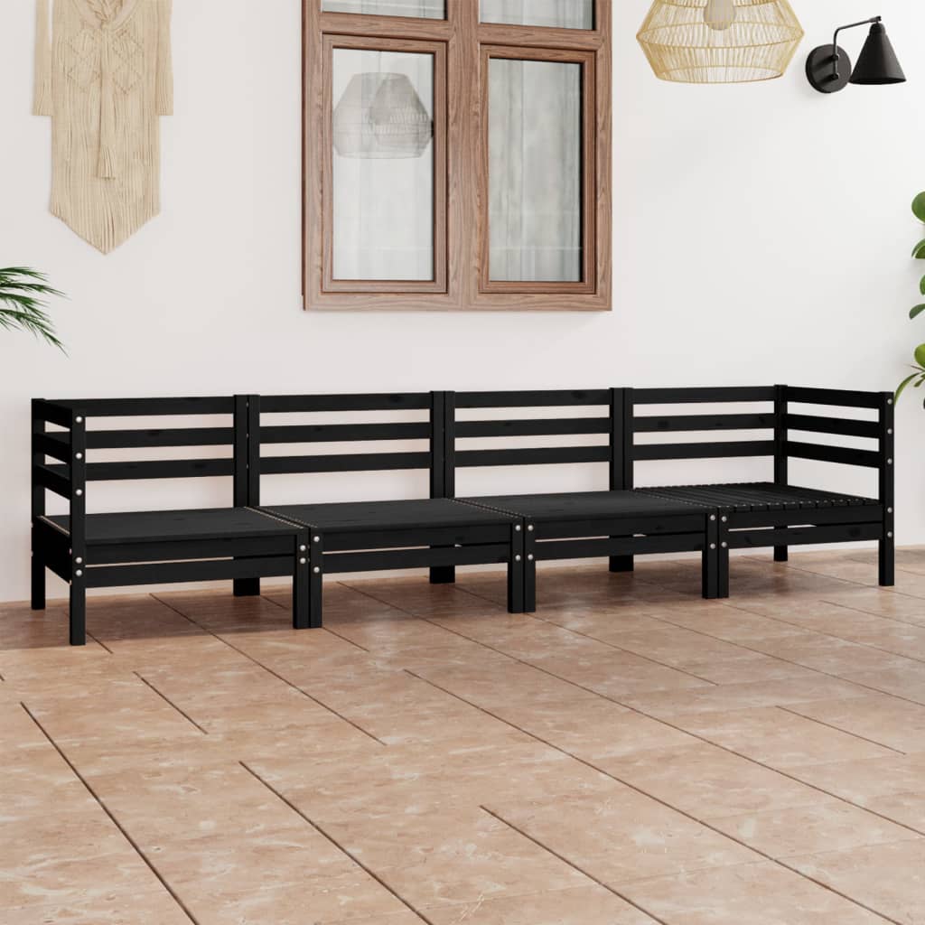 4 Piece Garden Lounge Set Solid Pinewood