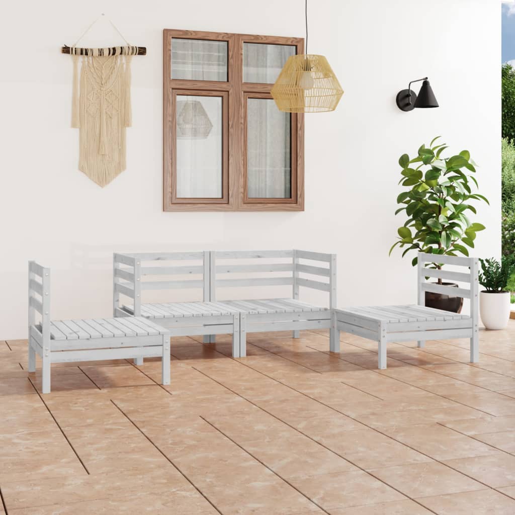 4 Piece Garden Lounge Set Solid Pinewood
