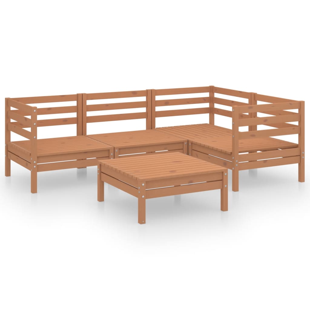 5 Piece Garden Lounge Set Solid Pinewood