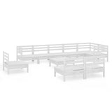 10 Piece Garden Lounge Set Solid Wood Pine