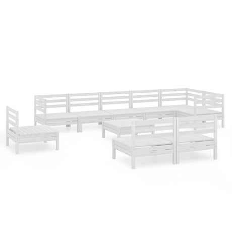 10 Piece Garden Lounge Set Solid Wood Pine