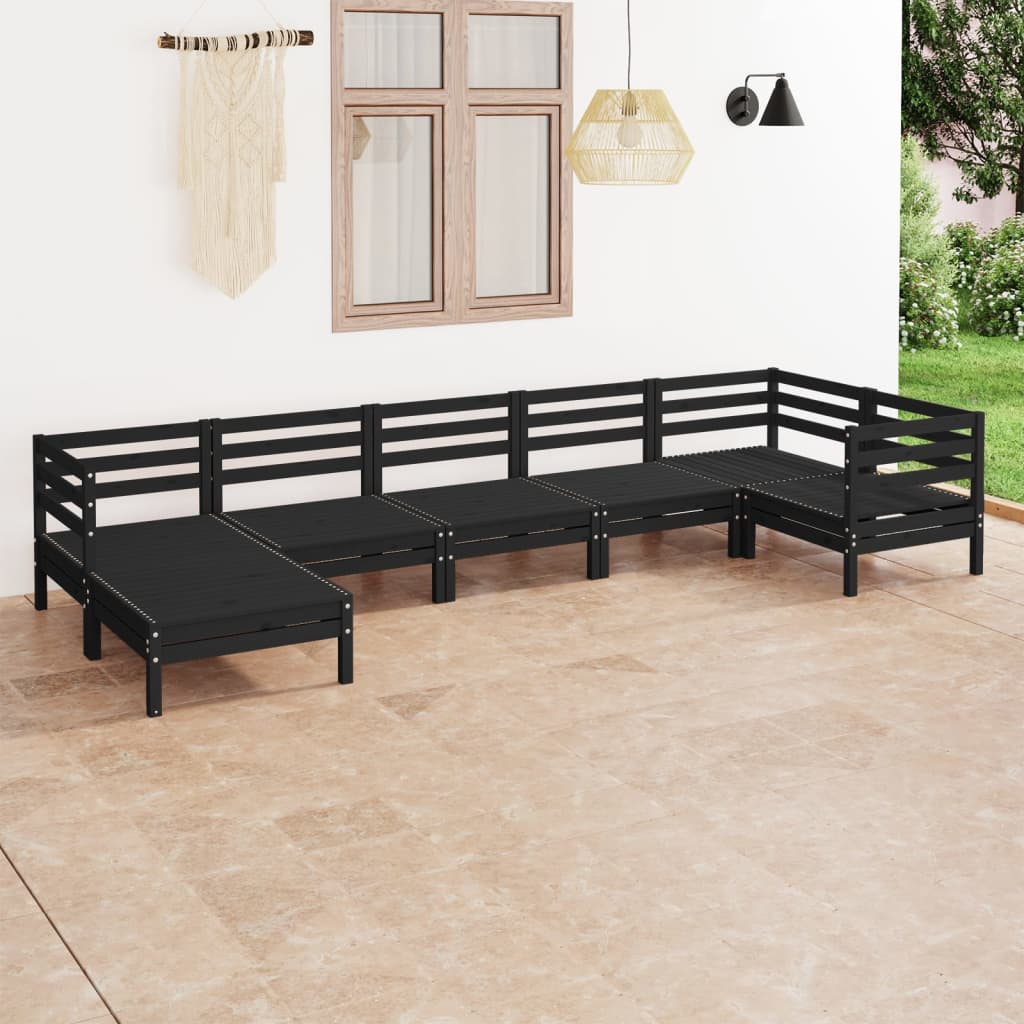 7 Piece Garden Lounge Set Solid Wood Pine