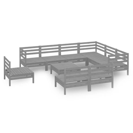 10 Piece Garden Lounge Set Solid Wood Pine