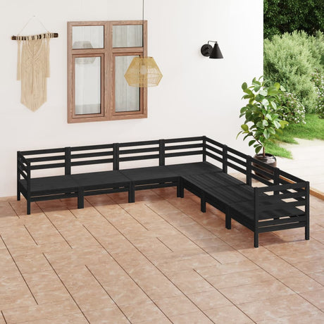 7 Piece Garden Lounge Set Solid Wood Pine