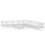 10 Piece Garden Lounge Set Solid Wood Pine White
