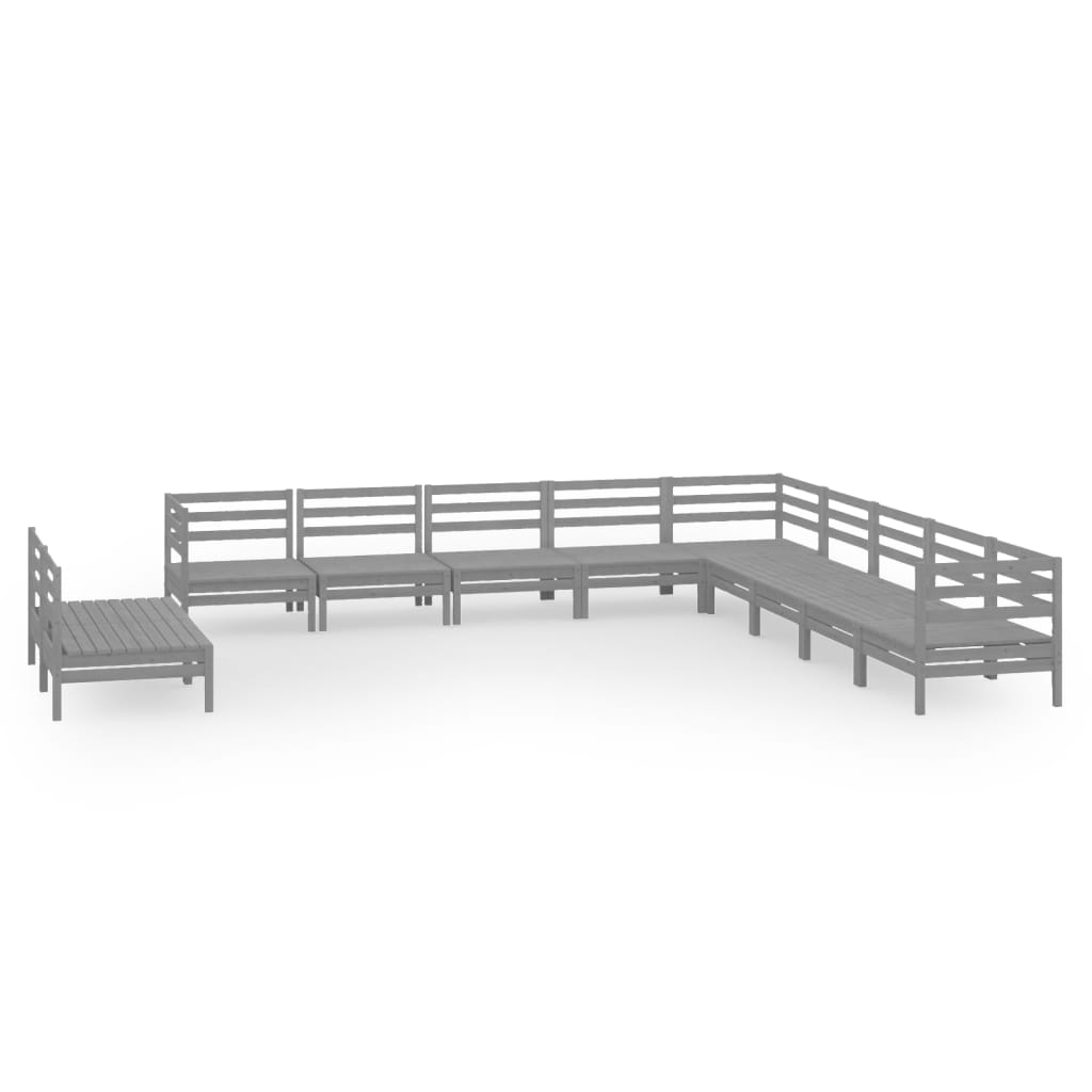 11 Piece Garden Lounge Set Solid Wood Pine