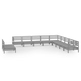11 Piece Garden Lounge Set Solid Wood Pine
