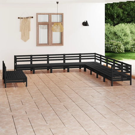 11 Piece Garden Lounge Set Solid Wood Pine
