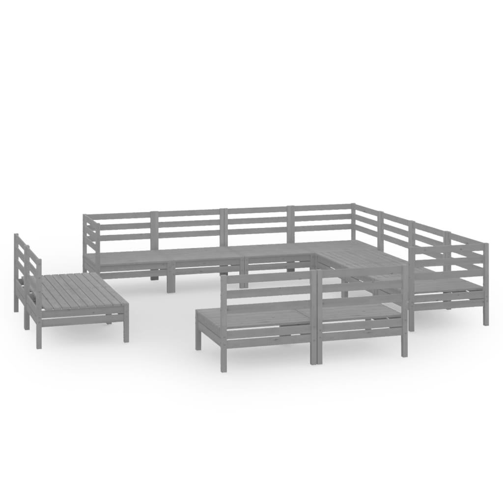 11 Piece Garden Lounge Set Solid Wood Pine