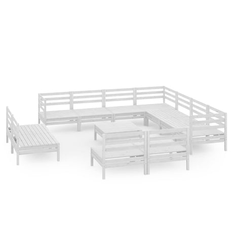 12 Piece Garden Lounge Set Solid Wood Pine
