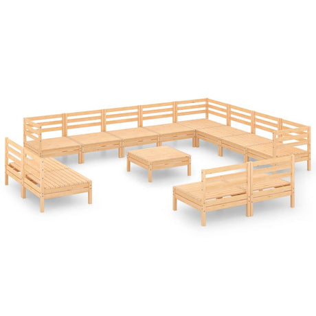 13 Piece Garden Lounge Set Solid Wood Pine