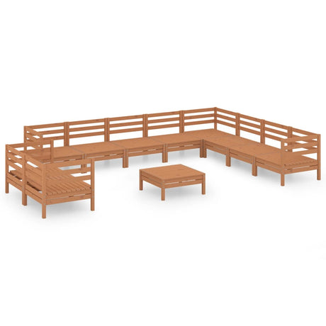 11 Piece Garden Lounge Set Solid Wood Pine