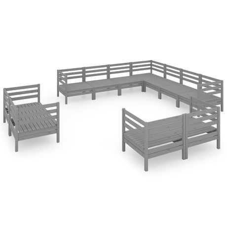 11 Piece Garden Lounge Set Solid Wood Pine