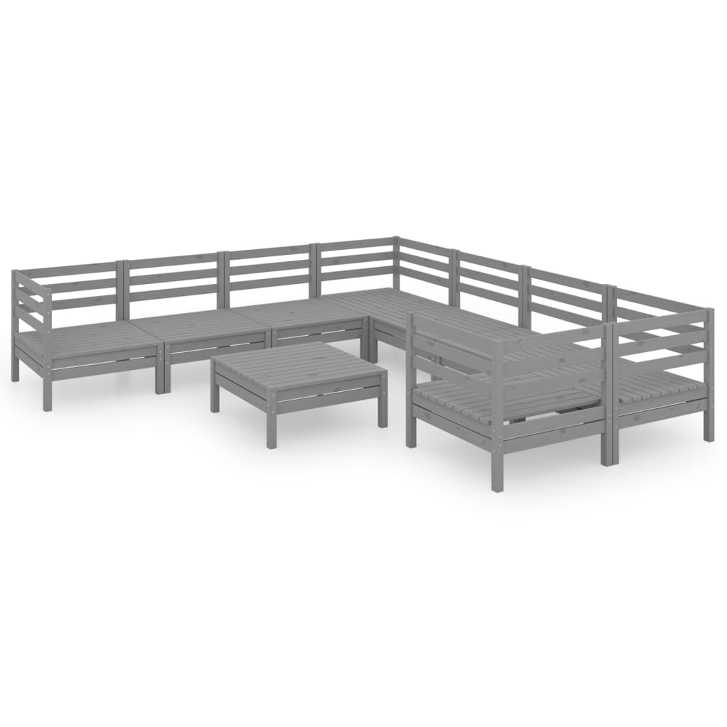 9 Piece Garden Lounge Set Solid Wood Pine