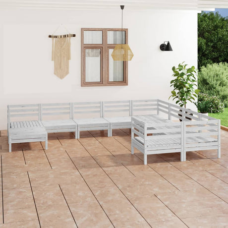 10 Piece Garden Lounge Set Solid Wood Pine