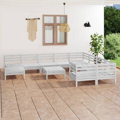 11 Piece Garden Lounge Set Solid Wood Pine