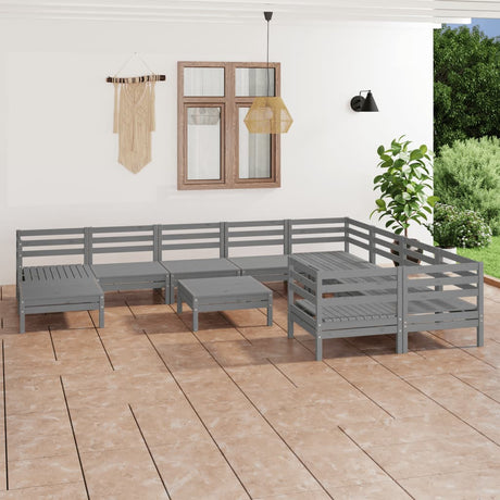 11 Piece Garden Lounge Set Solid Wood Pine