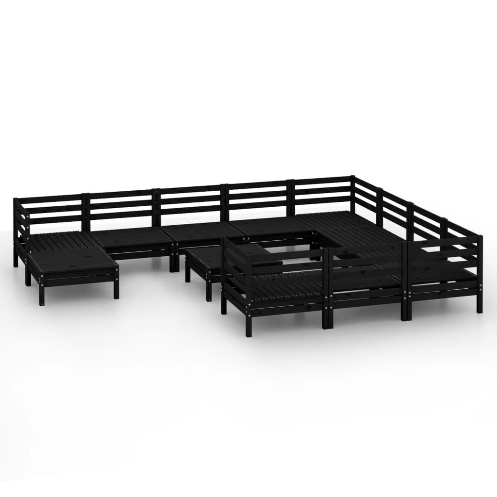 12 Piece Garden Lounge Set Solid Wood Pine