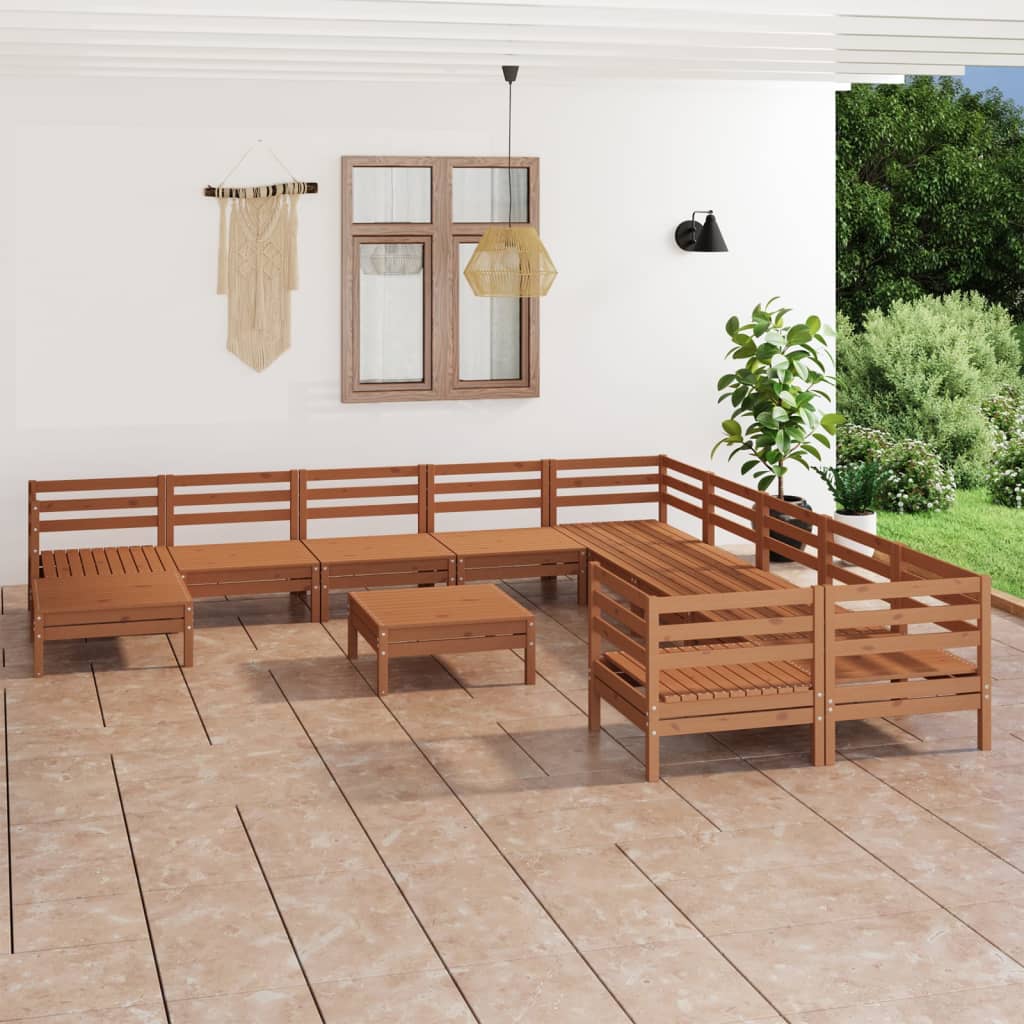 12 Piece Garden Lounge Set Solid Wood Pine