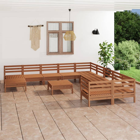 12 Piece Garden Lounge Set Solid Wood Pine