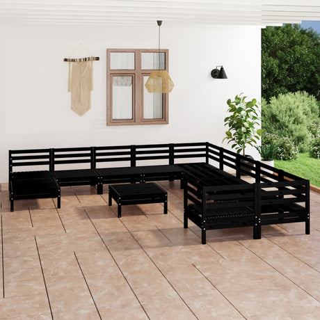 12 Piece Garden Lounge Set Solid Wood Pine