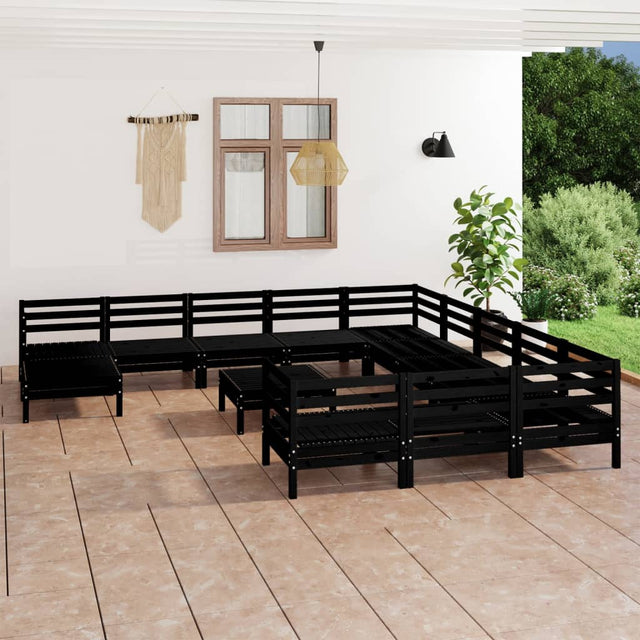 13 Piece Garden Lounge Set Solid Wood Pine