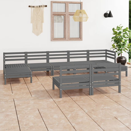 9 Piece Garden Lounge Set Solid Wood Pine