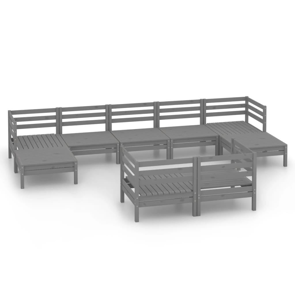 9 Piece Garden Lounge Set Solid Wood Pine